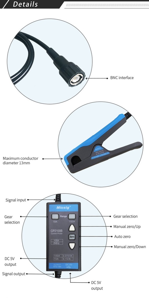 Micsig CP2100A AC/DC Current Probe